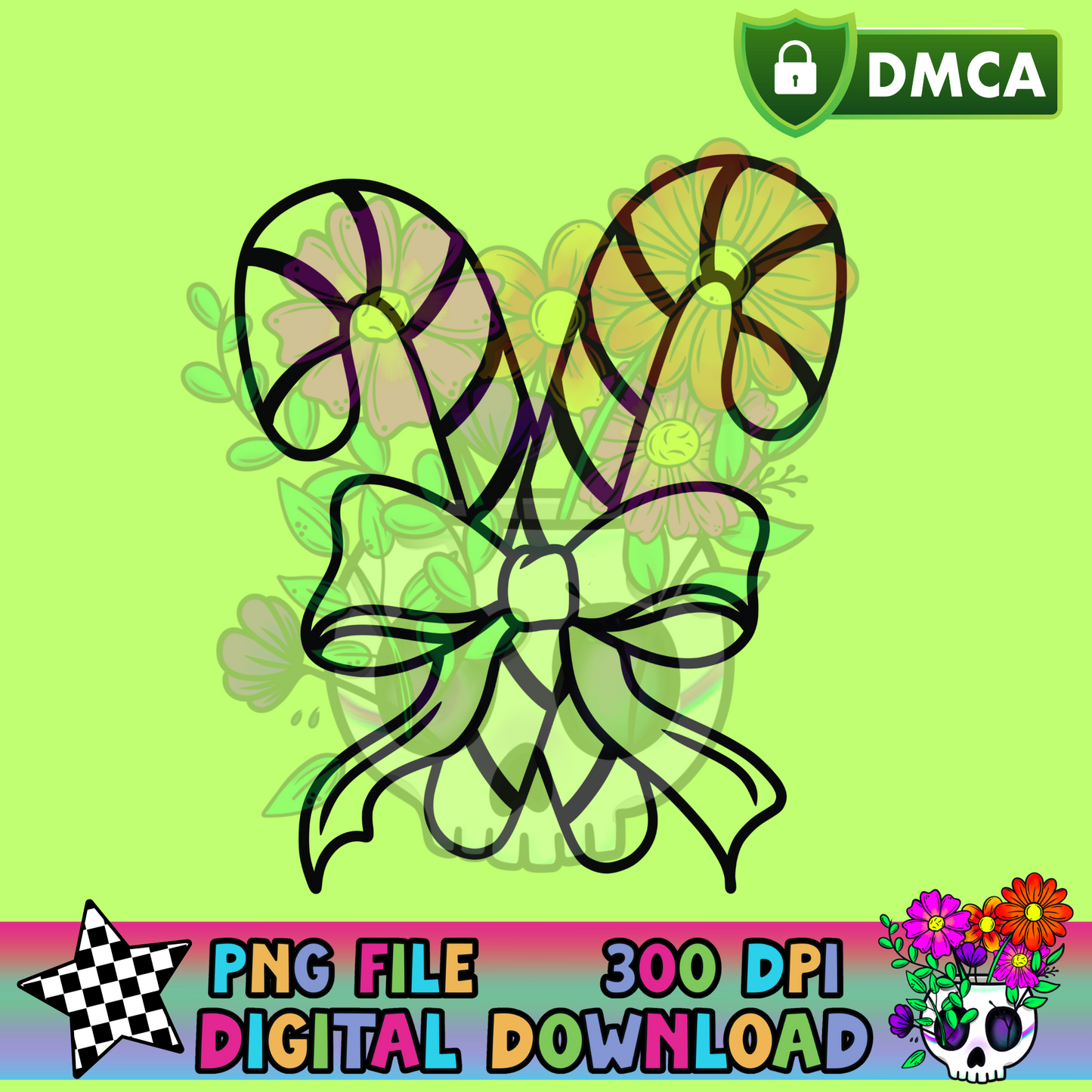 Candy Cane Bow- PNG