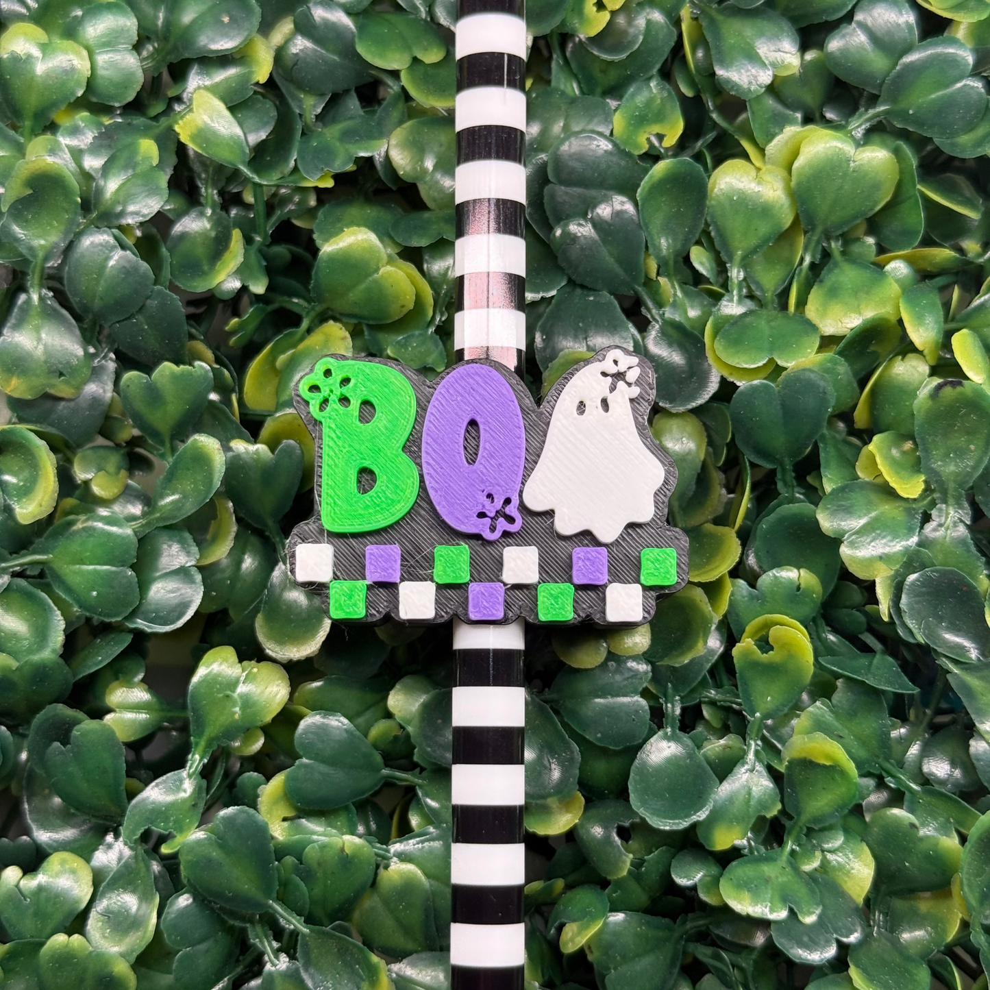 Checkered Boo Straw Topper + Combo