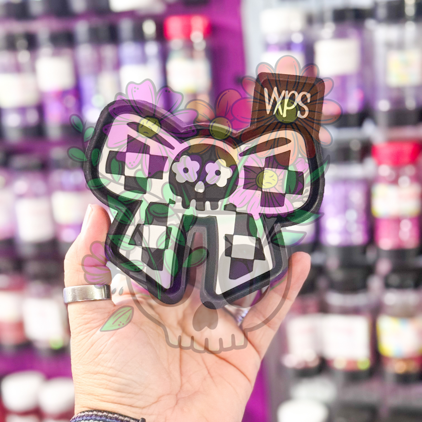 Checkered Skull Bow Freshie Mold - Semi Exclusive