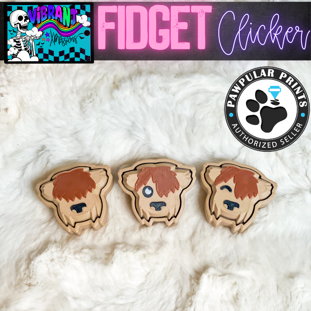 Female Highland Cow Fidget Clicker
