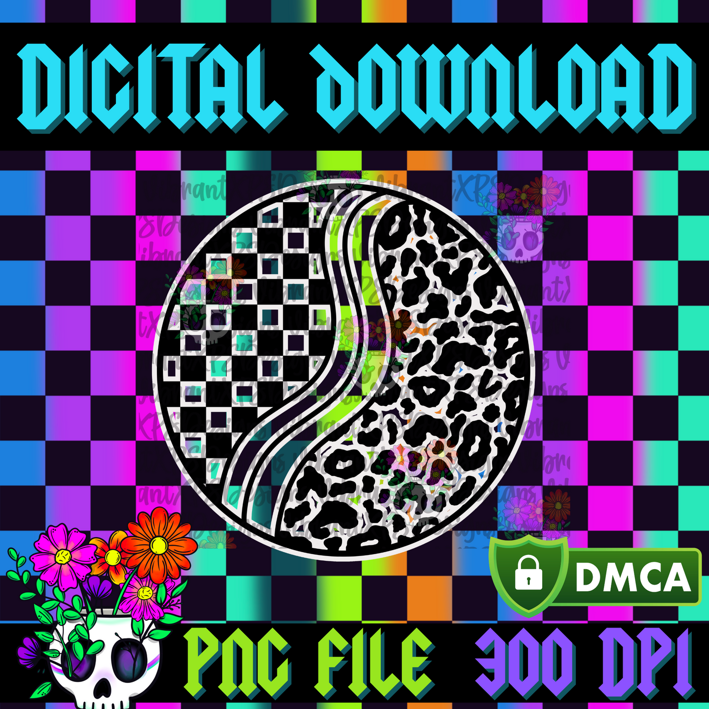 Wavy Checkered Leopard Circle - PNG