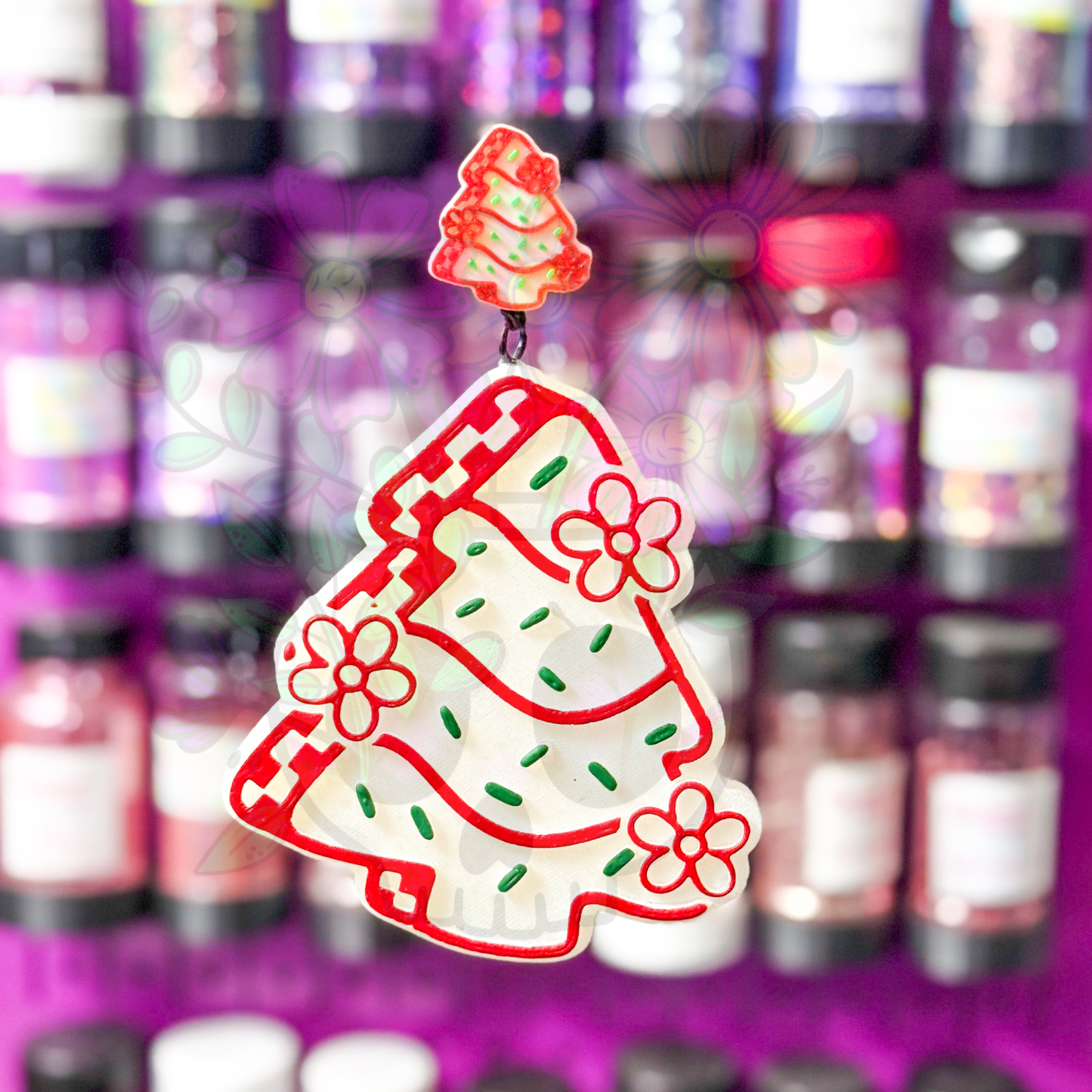 Christmas Checkered Tree - 3D Printed Focal Bead