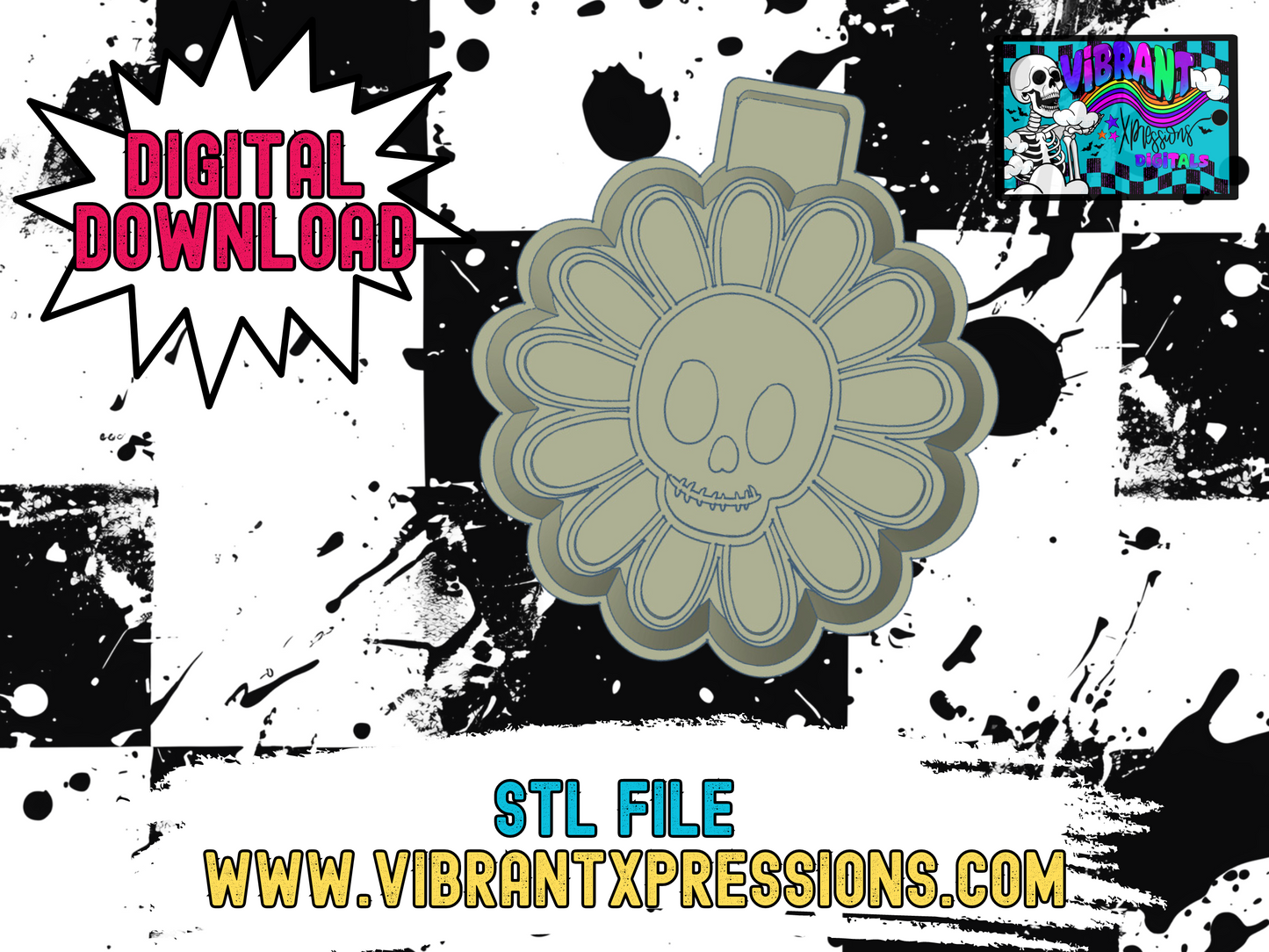 Skullflower SVG/PNG Mold Maker STL File