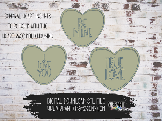 Interchangeable Conversation Heart Inserts Traditional Mold Maker STL File