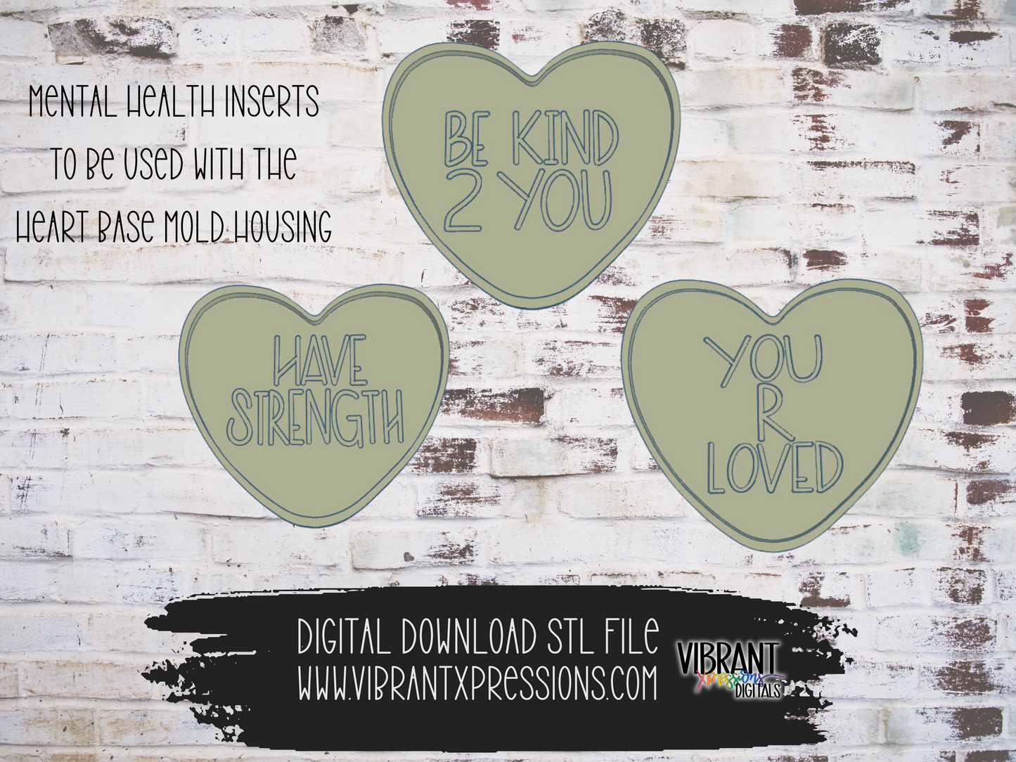 Interchangeable Conversation Heart Inserts Mental Health Mold Maker STL File
