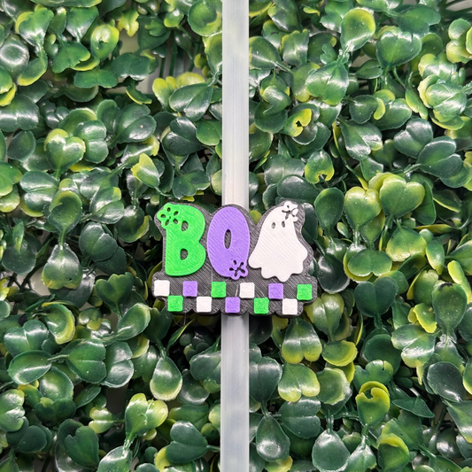 Checkered Boo Straw Topper + Combo