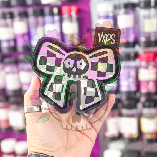 Checkered Skull Bow Freshie Mold - Semi Exclusive