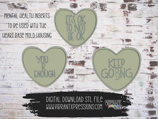 Interchangeable Conversation Heart Inserts Mental Health Mold Maker STL File