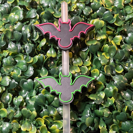 🦇 Bat Straw Topper with Colored Piping