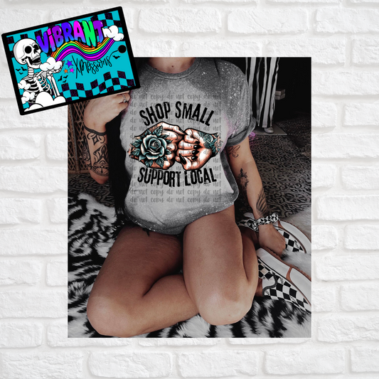Shop Small Support Local Bleached T-Shirt